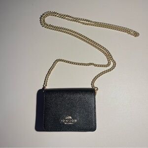 Coach Mini Wallet On A Chain - Black with Gold Hardware